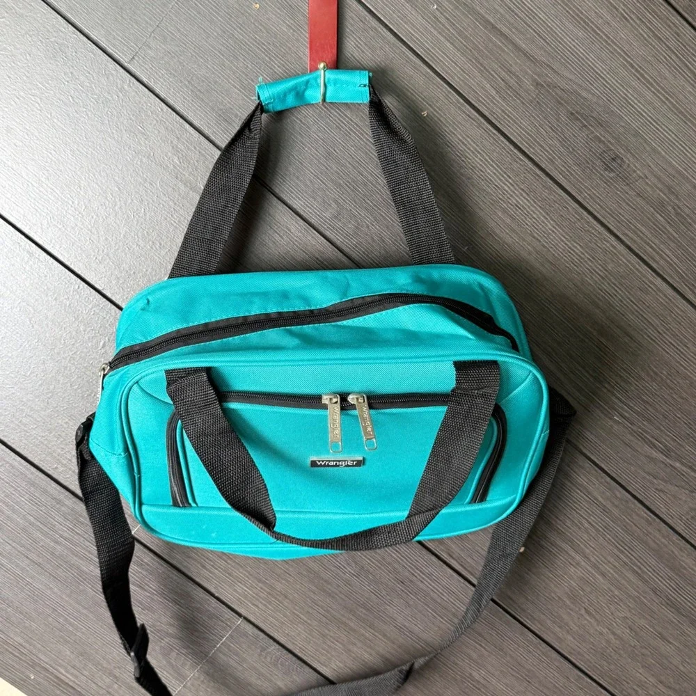 Wrangler Teal Black Carry On Travel Bag Weekender Duffel Shoulder Tote